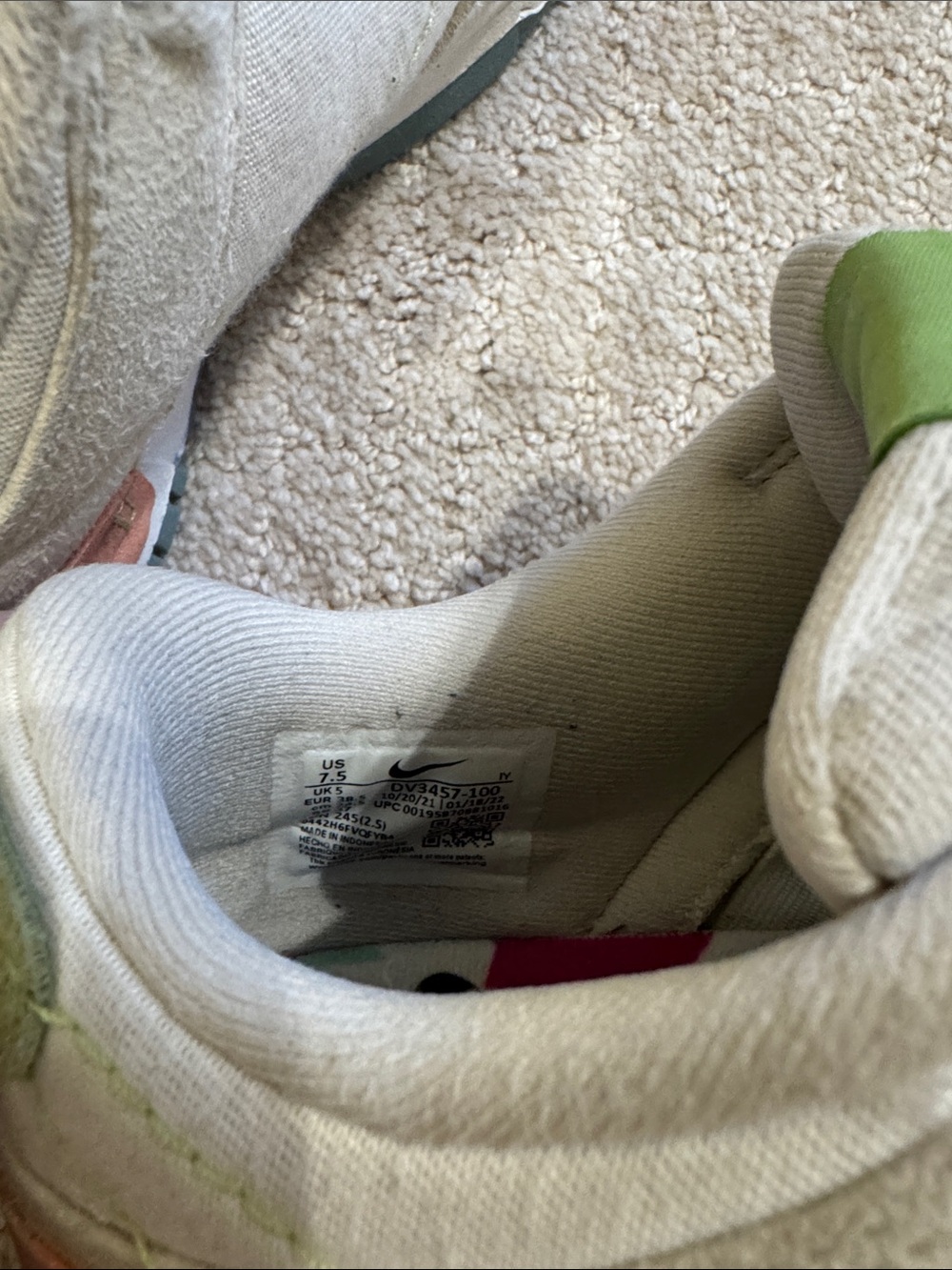 Nike Low-Top Sneakers in White with Green, Blue, and Orange Accents - Picture 2 of 5